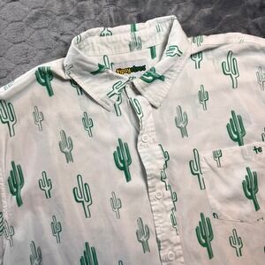 Tipsy Elves Mens Cactus Print Short Sleeve Button Up Shirt XL
